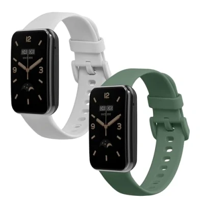 Afbeelding van kwmobile 2x horlogebandjes geschikt voor Xiaomi Mi band 7 Pro bandje Smartwatch bandjes van TPU Activity tracker horloge in wit / pastelgroen
