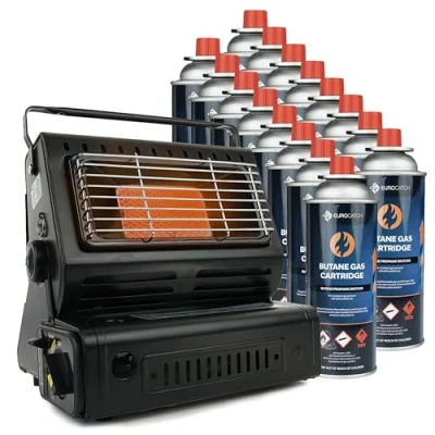 Afbeelding van Eurocatch gaskachel Incl. 16 Butaan Gasbussen Heater Kachel Terrasverwarmer Camping Gas Verstelbaar Draagbaar