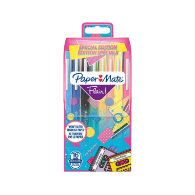 Afbeelding van Fineliner Paper Mate Flair retro assorti 1.0mm etui à 16 stuks