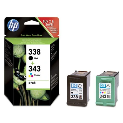 Afbeelding van HP 338+343 (SD449EE) Inktcartridge Zwart + 3 kleuren Voordeelbundel