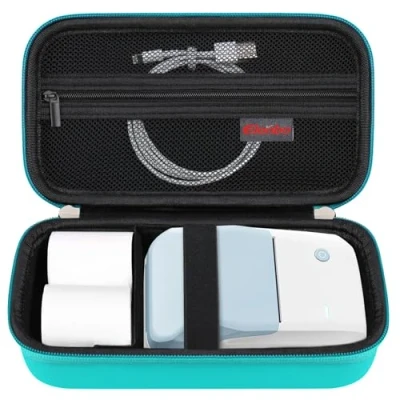 Afbeelding van Elonbo Reistas voor M110 / M120 labelmaker, draagbare Bluetooth thermische barcode label printer machine opslag houder tas, extra mesh vak past op etiketten tape kabel. Groen (alleen hoes)