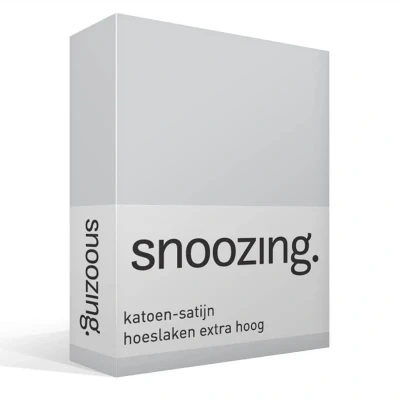 Afbeelding van Snoozing Katoen satijn Hoeslaken Extra Hoog Tweepersoons 140x220 cm Grijs