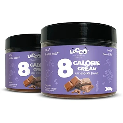 Afbeelding van 8 calorieën verspreid melkchocolade smaak slechts per portie vetarme crème zonder toegevoegde suiker, geen palmolie keto dieet, vegetarisch soepele pasta zoete snack 2 x 300 g