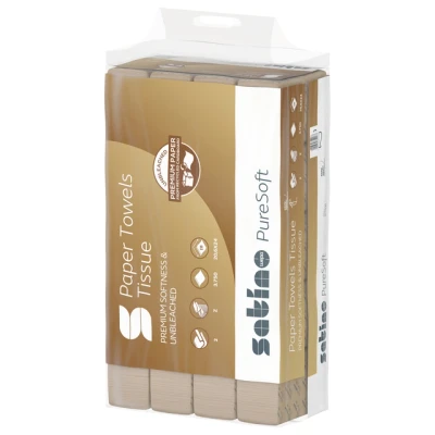 Afbeelding van Handdoek Satino PureSoft PT2 Z vouw 2 laags 206x240mm 25x150vel naturel 277530