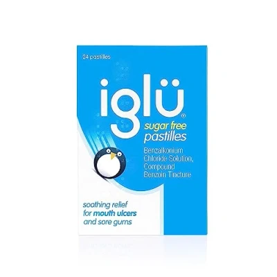Afbeelding van Iglu Suikervrije pastilles. Kalmerende verlichting voor mondzweren en pijnlijke tandvlees, 24 tellen