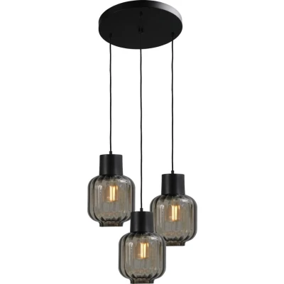 Afbeelding van Masterlight Design hanglamp Lett lll 20 3 lichts smoke glas 2162 05 35