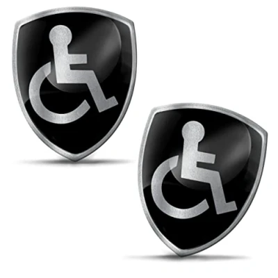 Afbeelding van Biomar Labs 2 x sticker 3D gel siliconen gehandicapte disabled symbool logo rolstoel schild zilver autosticker auto motorfiets fiets raam deur KS 94