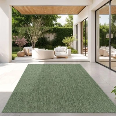 Afbeelding van Vloerkleed Voor Outdoor Keukenvloerkleed Balkon Terras Eenkleurig Design Modern, Kleur:Groen, Maat:160x220 cm