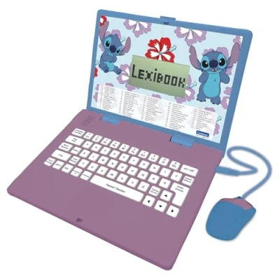 Afbeelding van Lexibook, Disney Stitch, tweetalige Engels/Spaanse educatieve laptop, 124 taalactiviteiten, schrijven, wiskunde, logica, muziek en games, jongens meisjes, JC598Di2