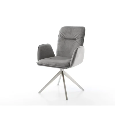 Afbeelding van DELIFE Draaistoel Vinja Flex fluweel grijs kruisframe breed roestvrij staal 360 draaibaar rocker functie