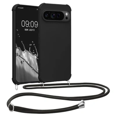 Afbeelding van kwmobile telefoonhoesjegeschikt voor Google Pixel 9 Pro XL Hoesje van siliconen met telefoonkoord In zwart