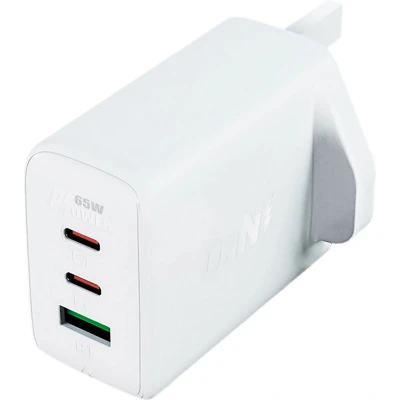 Afbeelding van Acefast GaN oplader 65W 3 poorten (1xUSB, 2xUSB C PD) witte UK stekker (A44)
