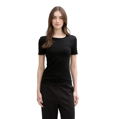 Afbeelding van TOM Tailor Denim Tshirt basic, Dames, Maat: XL, Deep black