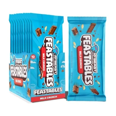 Afbeelding van Feastables MrBeast Milk Crunch Chocoladereep Bevat 10 Repen van 60 gram