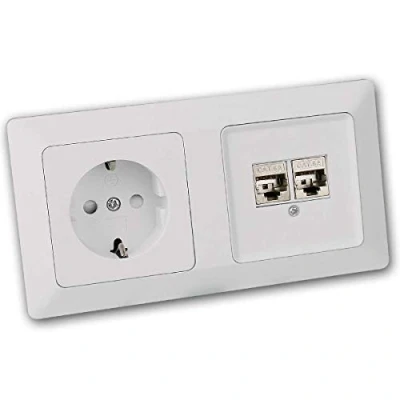 Afbeelding van 1.475/5.000 Übersetzungsergebnisse MILOS combi contactdoos + CAT6 contactdoos, mat wit, inbouw