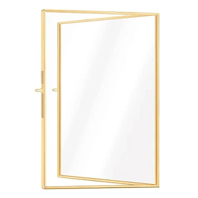 Afbeelding van Navaris gouden A5 messing fotolijst dubbele zwevende Voor foto&#039;s, afbeeldingen, gedroogde bloemen Glazen frame S, M, L
