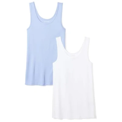 Afbeelding van Amazon Essentials Women&#039;s Tanktop met slanke pasvorm, Pack of 2, Paars/Wit, S