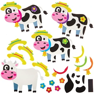 Afbeelding van Baker Ross FX565 Koe Mix en Match Magneet Sets Set van 8, Boerderijdier Schuim Knutselset voor Kinderen