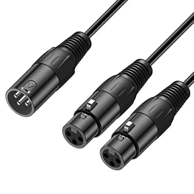 Afbeelding van J&amp;D XLR Mannelijk naar Dual Vrouwelijk Splitter Kabel, Evenwichtige Microfoonkabel Adapter voor Opnemen Mixer Versterker Begrenzer Spreker, 0,48 Meter