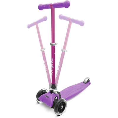Afbeelding van Fun Pro One Deluxe Kinderscooter Step Kickboard 3 6 Jaar Zwaartekrachtstuur Led Wielen Met Dynamo Tot 50 Kg Lichaamsgewicht Ca. 130 Cm Lichaamslengte Inklapbaar In Hoogte Verstelbaar Stuur Paars