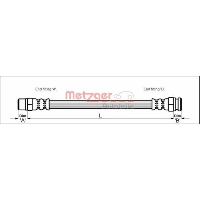Afbeelding van METZGER 4114736 Remslang 283mm F10 x 1 VOLKSWAGEN: Golf II Hatchback (19E, 1G1) 1.8 GTI 16V 1986 1991