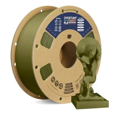 Afbeelding van OVERTURE PLA Plus (PLA+) filament 1,75 mm, professionele sterkte, 1 kg (2,2 lbs), maatnauwkeurigheid 99% kans +/ 0,03 mm (legergroen)