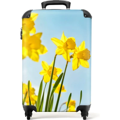 Afbeelding van NoBoringSuitcases.com® Koffer geel Gele bloemen 55x35x25