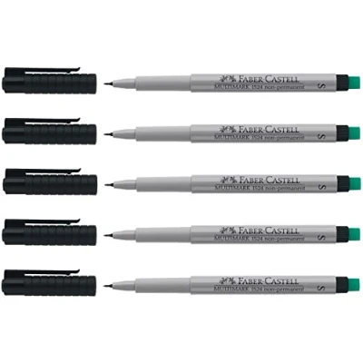 Afbeelding van Faber Castell 205010 Marker Multimark 152499 S, niet permanent, zwart, 5 stuks
