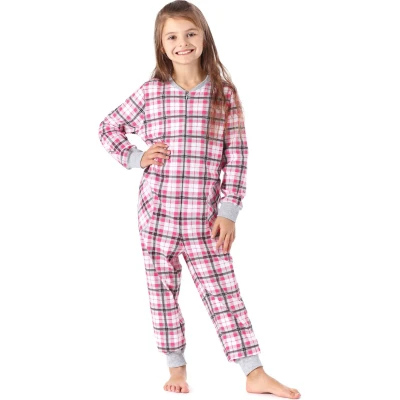 Afbeelding van Merry Style Kinder Pyjama ronde hals lange mouwen broek met zakken Katoen MS MS10 186 PJ Rosa Kariert 122 128