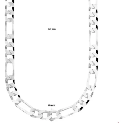 Afbeelding van Zilveren Ketting Figaro 6,0 mm x 60 cm lang