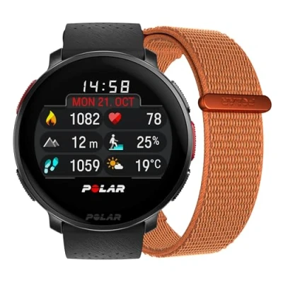 Afbeelding van Polar VANTAGE V3 Sport Smartwatch met GPS Zwart/grijs + extra polsband Oranje Hook&amp;Loop