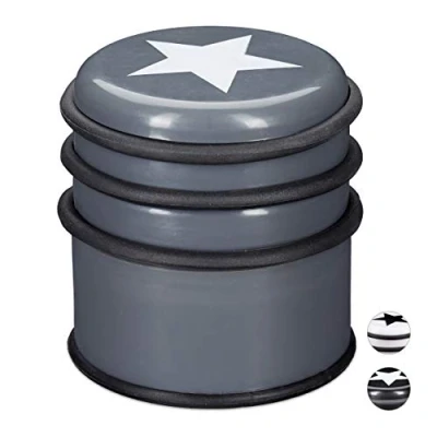 Afbeelding van Relaxdays deurstop ster massief deurstopper 8 cm hoog rubberringen deurbuffer donkergrijs