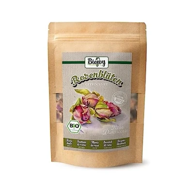 Afbeelding van Biojoy BIO Rozenknoppen, hele knoppen (75 gr), gedroogd en eetbaar, ideaal voor rozenbloementhee of decoratie (Rosa Damascena)