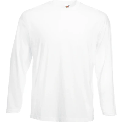 Afbeelding van Fruit Of The Loom Heren Valuegewicht T shirt met ronde hals en lange mouwen (Wit)