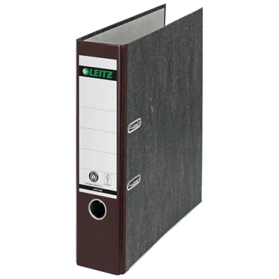 Afbeelding van Leitz Kwaliteitsordner 180, A4, CO2 gecompenseerd, 100% gerecycled karton, 8 cm rugbreedte, wolkenmarmerpapier, bruine rug, 10805075
