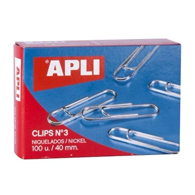 Afbeelding van APLI 11712 vernikkelde clips nr. 3 40 mm 100 en