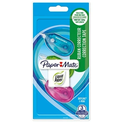 Afbeelding van Paper Mate correctieroller Dryline I Mini, blister van 3 stuks