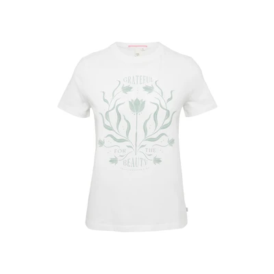 Afbeelding van QS MIT Front Tshirt print, Dames, Maat: Small, Weiß