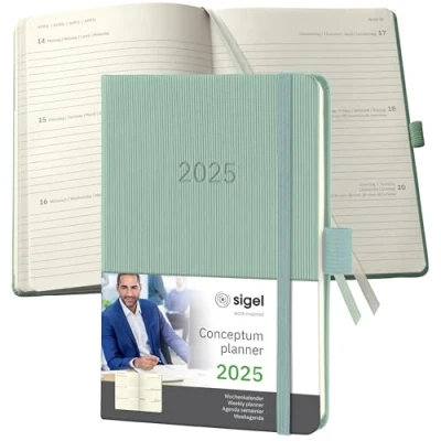Afbeelding van Weekagenda Conceptum A6 2025 (NL/FR/EN/DU) Mint Green Hardcover
