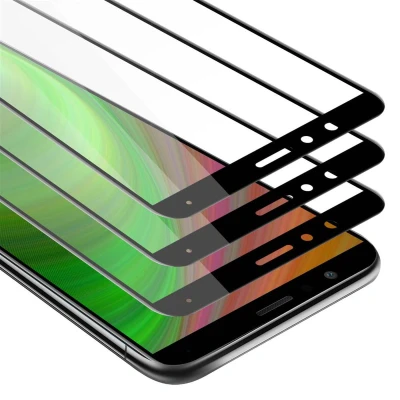 Afbeelding van Cadorabo 3x Screenprotector geschikt voor Honor 7X Volledig scherm pantserfolie Beschermfolie in TRANSPARANT met ZWART Getemperd (Tempered) Display beschermend glas 9H hardheid 3D Touch