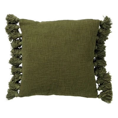 Afbeelding van Dutch Decor RUBY Sierkussen 45x45 cm 100% katoen met flosjes Chive groen