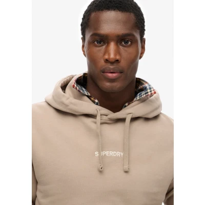 Afbeelding van Superdry Micro LOGO Hoodie, Heren, Maat: Large, Deep beige slub