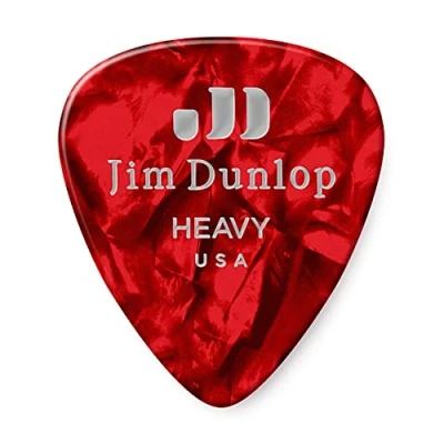 Afbeelding van Dunlop Classic Celluloid Red Pearloid gitaarplectrum, zwaar, 12 stuks