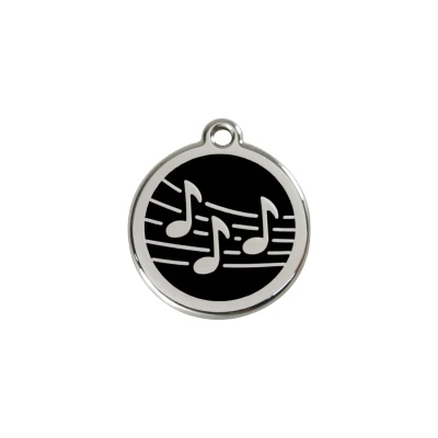 Afbeelding van Music Black roestvrijstalen hondenpenning small/klein dia. 2 cm RedDingo