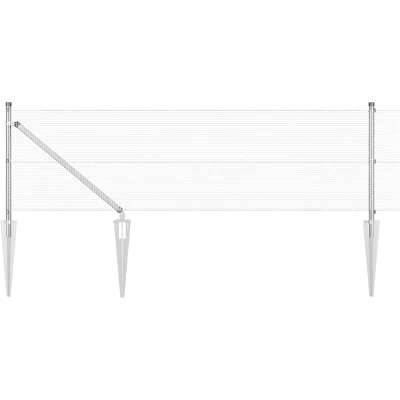 Afbeelding van vidaXL Gelast Draadhek met 13 Spijkerpalen 0.6x25 m Gegalvaniseerd Staal
