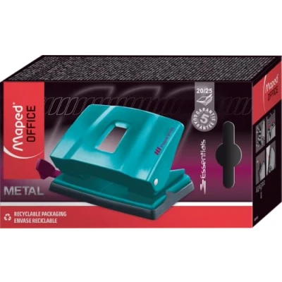 Afbeelding van Maped Office gedecoreerde perforator met 2 gaten van metaal voor 20 tot 25 vellen mechanisme 100% strip en confettireserve