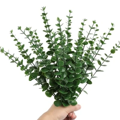 Afbeelding van RHQFDM 30 stuks Kunstmatige eucalyptustakken 38 cm Groene eucalyptus decoratieve plastic planten die eruit zien als echte takken en bladeren decoratie voor bruiloften, tuinen kantoordecoraties