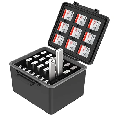 Afbeelding van JJC 2IN1 USB Flash Drive Case &amp; Geheugenkaart Organizer voor 25 Drives + 9 Sd 18 Micro Kaarthouder Memory Stick Storage