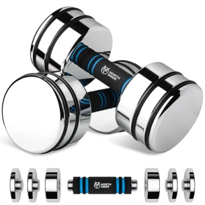 Afbeelding van Northdeer stalen dumbbells, 2 stuks, 5 kg (2,5 kg/3,5 kg/4 kg/5 kg) ultracompacte verstelbare halters met schuimrubberen greep innovatieve halter voor thuis (standaardversie x 2)