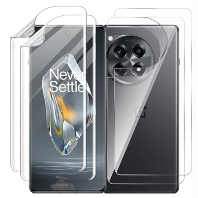 Afbeelding van GIOPUEY 2 + stuks schermbeschermer compatibel met OnePlus 12R, rugbeschermer, flexibele TPU, ultradun, krasbestendig, hoesvriendelijk, oliebestendig, glad